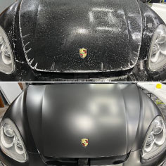 Paint Correction And Vinyl Wrap On Black Porsche