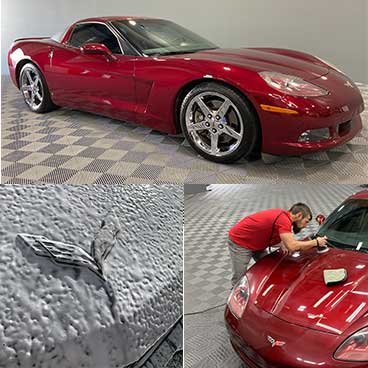 Foam Cleaning On 2008 Chevrolet Corvette 427 Crystal Red At AZ Auto Aesthetics