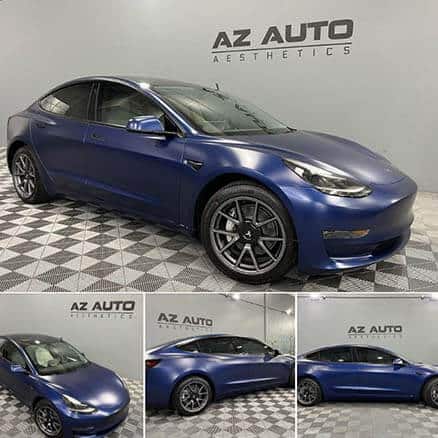 Dark Blue 2021 Tesla Model 3 At AZ Auto Aesthetics
