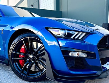 High Quality Vinyl Wrapping On Blue Hertz Ford Mustang Shelby In Mesa, AZ