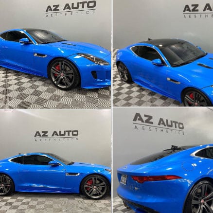 Electric Blue Jaguar F-Type With Window Tinting And Ceramic Coating