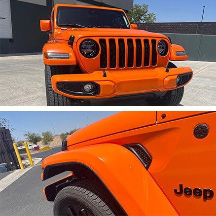 Orange Jeep JK Sport Utility Vehicle At AZ Auto Aesthetics