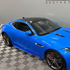 Reflection Package On An Electric Blue Jaguar F-Type