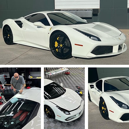 White Ferrari 488 With Window And XPEL Tinting