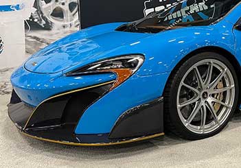 Car Detailing Services On Light Blue McLaren 675LT Luxury Car At AZ Auto Aesthetics