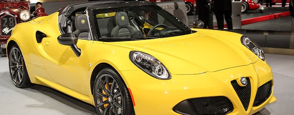 Premier Custom Car Detailing Services on a yellow Alfa Romeo 4C Spider