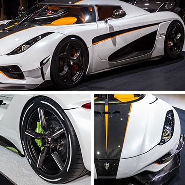 White Koenigsegg model with interior leather conditioning at AZ Auto Aesthetics