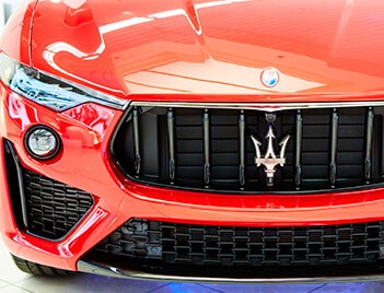 Red Maserati Front Featuring Ceramic Coating And Protective Film