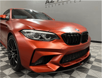 satin-finish Colored Paint Protection Film with a Satin Finish on a 2019 BMW M2
