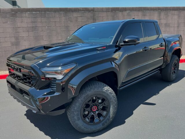 🛡️Protected for the trails ahead 🏔️

This 2025 @toyota Tacoma TRD Pro underwent our paint correction and ceramic coating. Starting with a chemical pre-rinse to decontaminate the painted surface. Next we clay bar the paint for an exfoliation treatment. Our team then wraps up the correction with a mild cut compound providing a color refining polish for a combined ~60% defect removal and ~100% gloss enhancement. The last step is a @feynlab ceramic ultra base coat applied to all body panels, plastic and painted trim backed by a 5-year warranty.

This customer also opted our Full-Front + Track Pack Coverage Option of @xpel Ultimate Plus Paint Protection Film. Our Track Pack Coverage Option offers additional protection on the roofline, pillars, lower door rockers, rock guard, and rear splash guard. 

Adding a touch of style & comfort this customer also opted for our @xpel prime XR plus series nano-ceramic wind shield & window tint. Providing 99% improvement over bare factory glass in heat rejection. Also 99% effective in blocking UV rays from entering cabin. Lifetime warranty against discoloring, fading and peeling. 

Our team then sealed this TRD Pro up with a Hydrophobic Ceramic Top-Coat granting extra protection against UV-Rays, Dirt, and other Hazardous Elements! 

Looking to add similar protection to your vehicle?

Call or DM us today to book your Ceramic Coating and paint protection film Appointment!

Az Auto Aesthetics 
7613 E Ray Rd #114, Mesa, AZ
85212
Open:
M-F 8:30 to 6 pm 
Sat 9 to 2 pm 
https://wedetailaz.com
📞(480) 241-9324

#toyota #feynlab #xpelultimateplus #trdpro