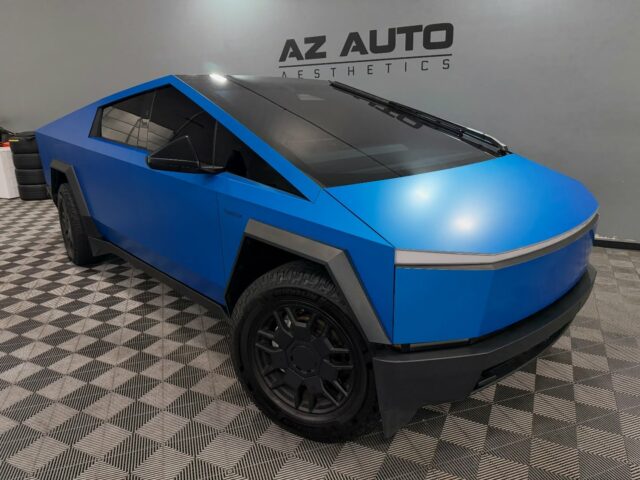 🤖Built Brutal. Finished Vivid💎
This Cybertruck received our Full-Body Coverage Option of @carlas.usa Matte Liquid Azure Paint Protection Film, completely changing the look while protecting every surface from daily wear.

The matte finish diffuses reflections and adds a cooler, more controlled presence, while the PPF underneath provides real protection against chips, scratches, and road abuse.

Looking to transform and protect your vehicle without compromising function?

📞📲 Call or DM us today to book your Paint Protection Film install! 📞📲

Az Auto Aesthetics
7613 E Ray Rd #114, Mesa, AZ 85212
Open: M–F 8:30–6 PM | Sat 9–2 PM
https://wedetailaz.com
📞 (480) 241-9324

#cybertruck #carlasppf #ppf #arizona